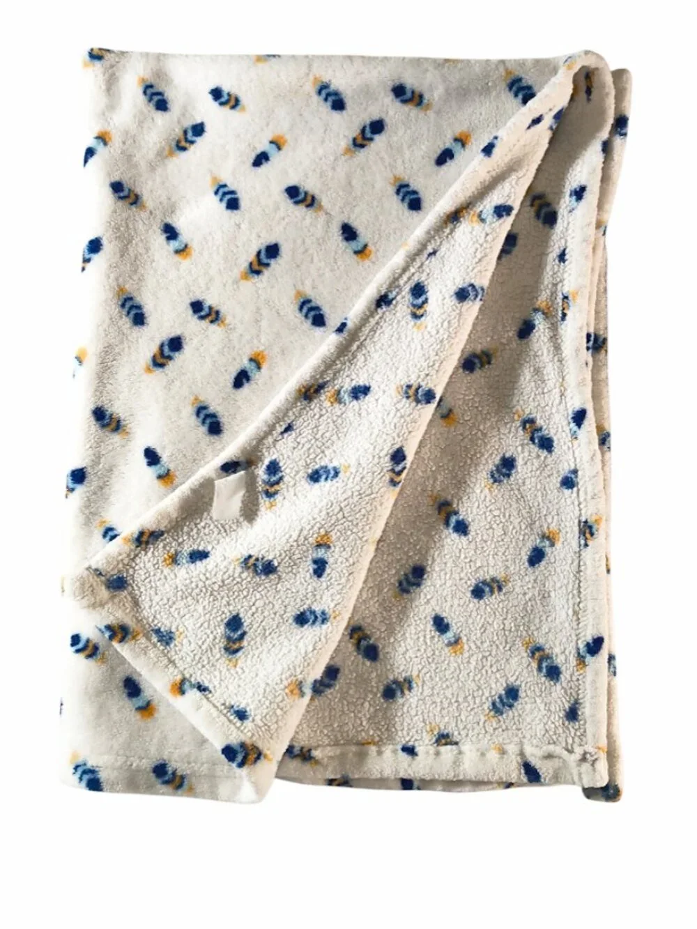 Zak & Zoey Blue & Gold Feathers Ivory Lovey Security Blanket 30